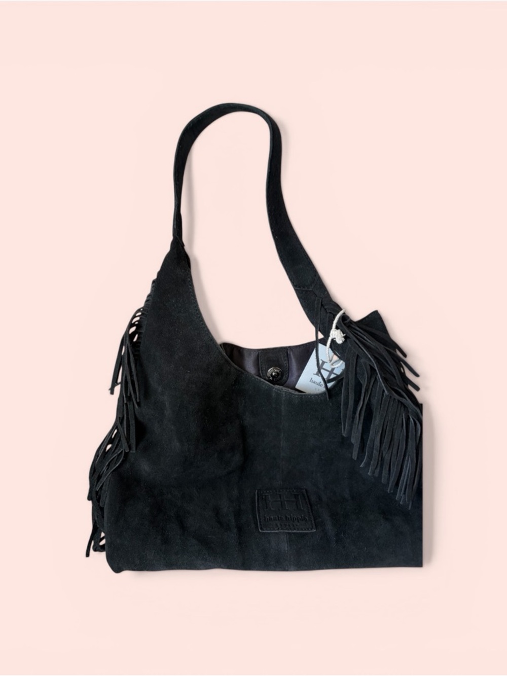 Haute Hippie Bohemian Festive Fringe Brown Genuine Suede Hobo Bag/Purse - Picture 8 of 8